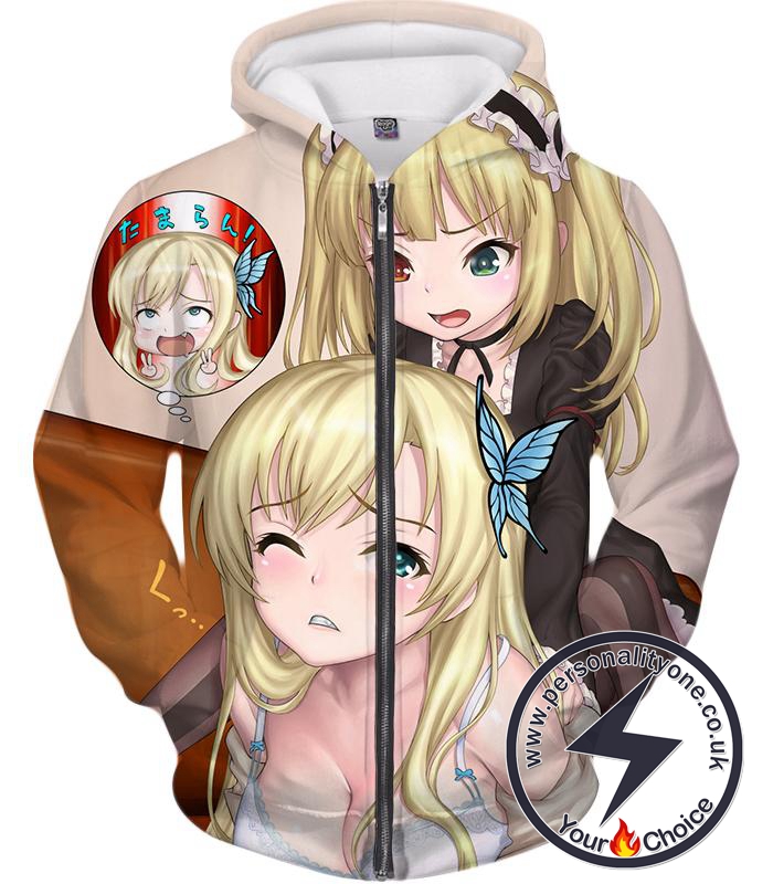 Ahegao Zip Up Hoodie Boku Wa Tomodachi Ga Sukunai Hasegawa Kobato And Kashiwazaki Sena